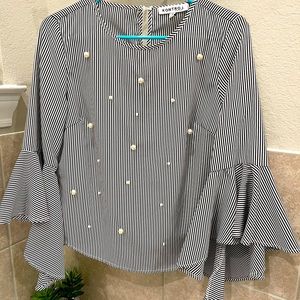 Black & White Striped Pearl Shirt